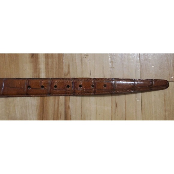 Trafalgar Leather Embossed Belt Size 36 Cognac Solid Brass Buckle Made in USA - Picture 3 of 10